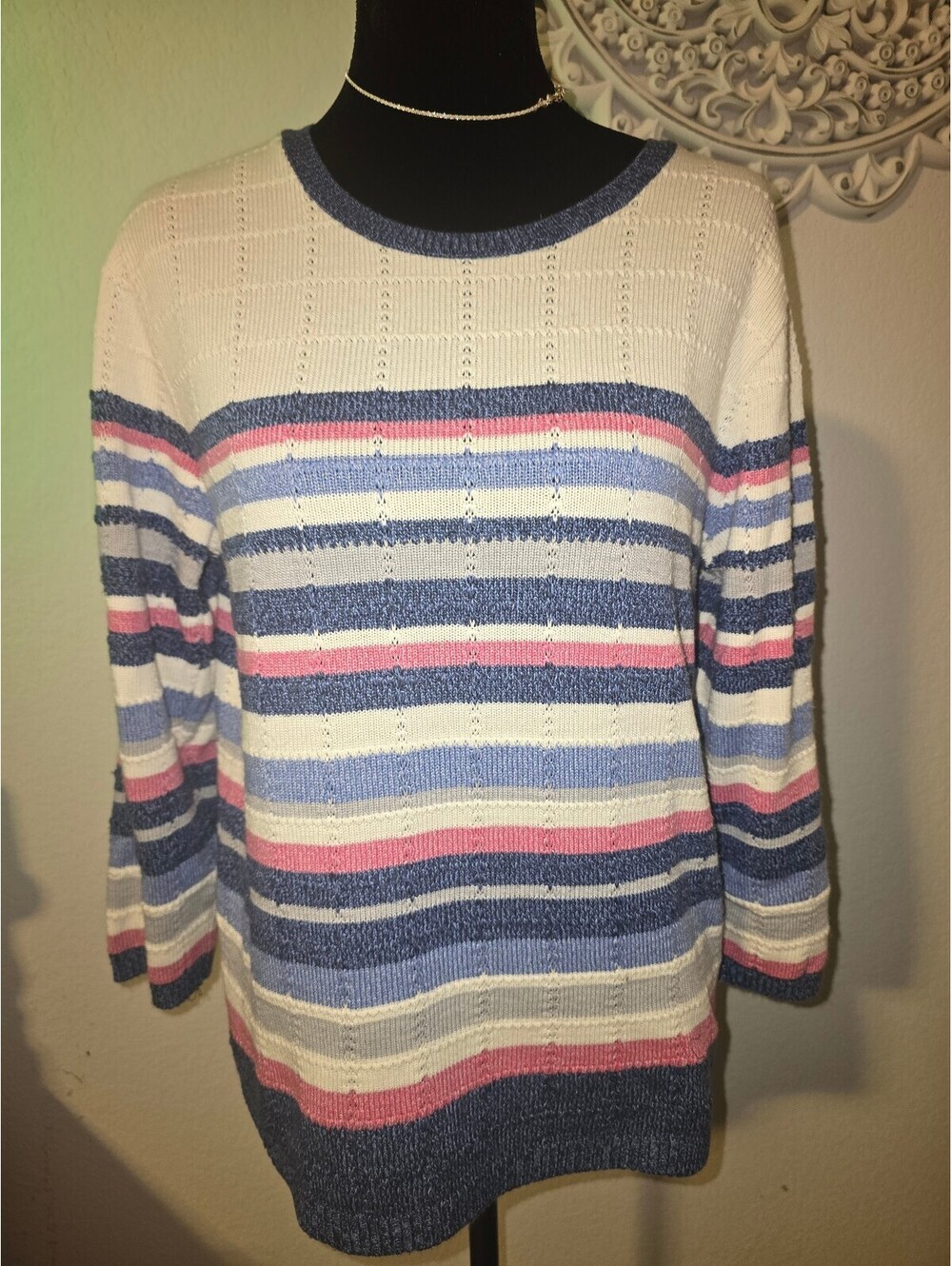 Alfred Dunner Retire Striped Knit Sweater